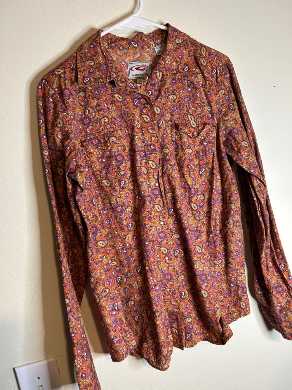 Roper Women's Paisley Button-Down Shirt in Rust, Purple and Gold